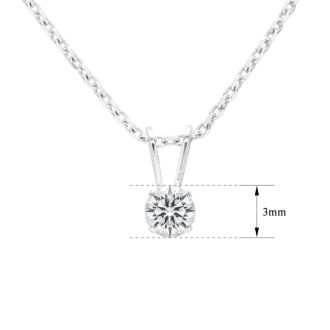 1/10 Carat Lab Grown Diamond Solitaire Necklace In White Gold With Free Chain