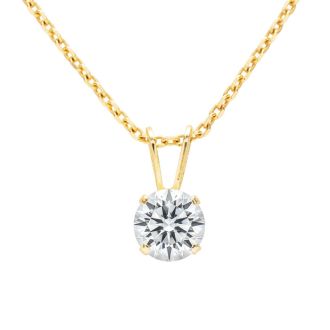 3/4 Carat Lab Grown Diamond Solitaire Necklace In Yellow Gold With Free Chain