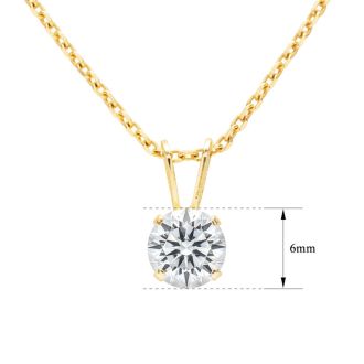 3/4 Carat Lab Grown Diamond Solitaire Necklace In Yellow Gold With Free Chain