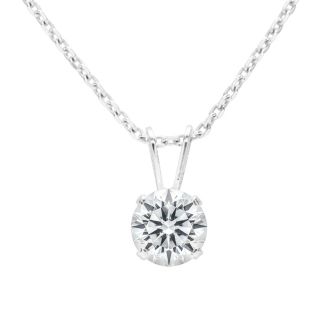 1 Carat Lab Grown Diamond Solitaire Necklace In White Gold With Free Chain