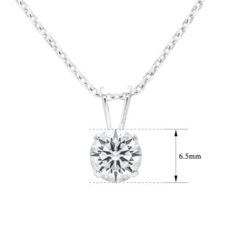 1 Carat Lab Grown Diamond Solitaire Necklace In White Gold With Free Chain