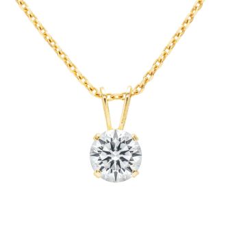 1 Carat Lab Grown Diamond Solitaire Necklace In Yellow Gold With Free Chain