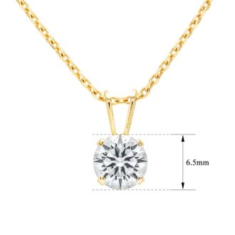 1 Carat Lab Grown Diamond Solitaire Necklace In Yellow Gold With Free Chain