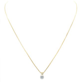 1 Carat Lab Grown Diamond Solitaire Necklace In Yellow Gold With Free Chain