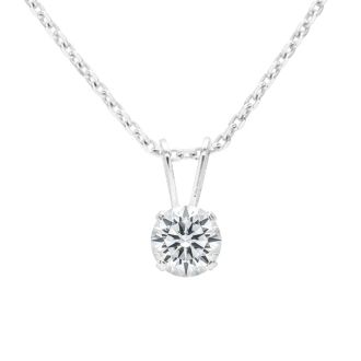 0.15 Carat Lab Grown Diamond Solitaire Necklace In White Gold With Free Chain