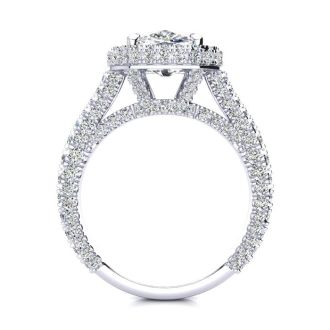 4 1/2 Carat Cushion Cut Lab Grown Diamond Engagement Ring In 14K White Gold