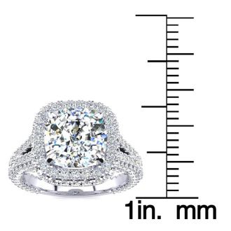 4 1/2 Carat Cushion Cut Lab Grown Diamond Engagement Ring In 14K White Gold