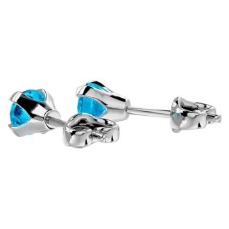 1/2 Carat Blue Topaz Stud Earrings In White Gold