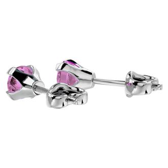 1/2 Carat Pink Topaz Stud Earrings In White Gold