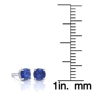 1/2 Carat Round Shape Tanzanite Stud Earrings In Sterling Silver