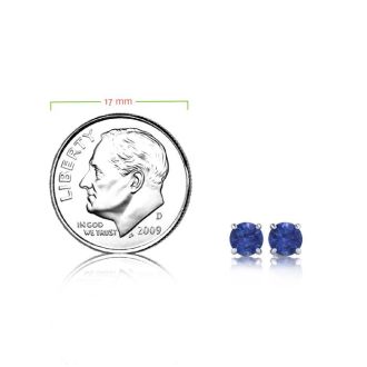 1/2 Carat Round Shape Tanzanite Stud Earrings In Sterling Silver