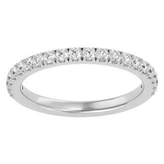 Estate Jewelry 1/2 Carat Diamond Wedding Band Ring In 14 Karat White Gold, Size 6.5