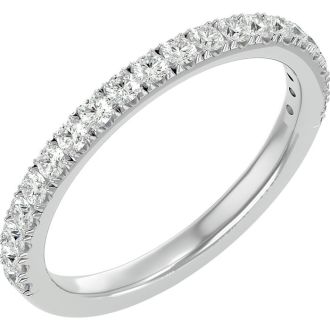 Estate Jewelry 1/2 Carat Diamond Wedding Band Ring In 14 Karat White Gold, Size 6.5