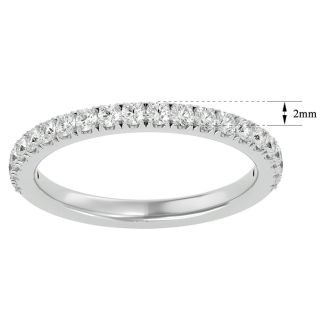 Estate Jewelry 1/2 Carat Diamond Wedding Band Ring In 14 Karat White Gold, Size 6.5