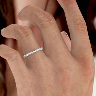 Estate Jewelry 1/2 Carat Diamond Wedding Band Ring In 14 Karat White Gold, Size 6.5