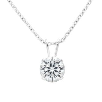 1 1/2 Carat Lab Grown Diamond Solitaire Necklace In White Gold With Free Chain
