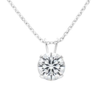2 Carat Lab Grown Diamond Solitaire Necklace In White Gold With Free Chain