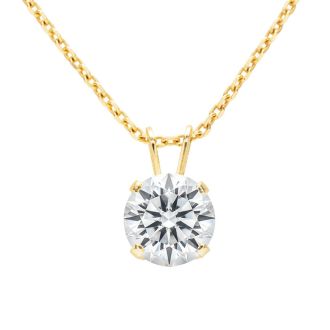 2 Carat Lab Grown Diamond Solitaire Necklace In Yellow Gold With Free Chain