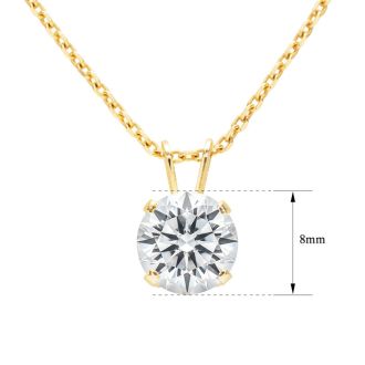 2 Carat Lab Grown Diamond Solitaire Necklace In Yellow Gold With Free Chain