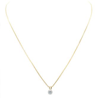 2 Carat Lab Grown Diamond Solitaire Necklace In Yellow Gold With Free Chain