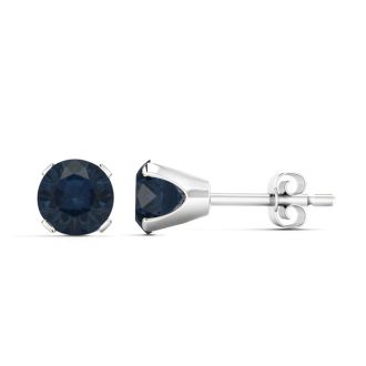 2 Carat Sapphire Stud Earrings In White Gold
