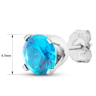 2 Carat Blue Topaz Stud Earrings In White Gold