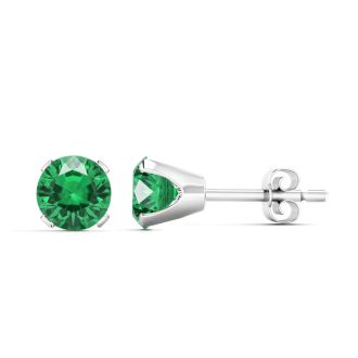 2 Carat Emerald Stud Earrings In White Gold