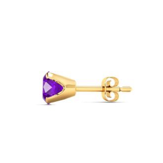 2 Carat Amethyst Stud Earrings In Yellow Gold