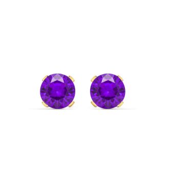 2 Carat Amethyst Stud Earrings In Yellow Gold