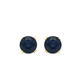 2 Carat Sapphire Stud Earrings In Yellow Gold