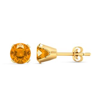 2 Carat Citrine Stud Earrings In Yellow Gold