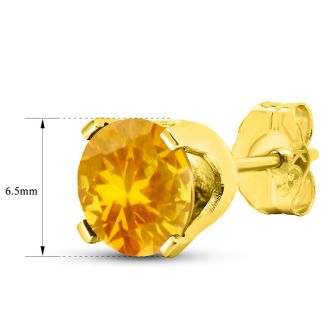 2 Carat Citrine Stud Earrings In Yellow Gold