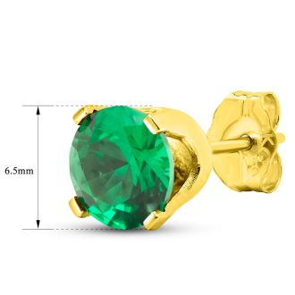 2 Carat Emerald Stud Earrings In Yellow Gold