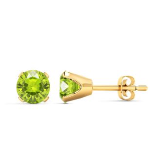 2 Carat Peridot Stud Earrings In Yellow Gold
