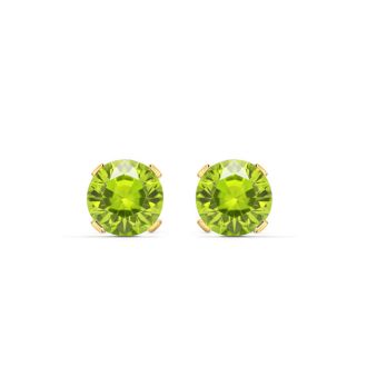 2 Carat Peridot Stud Earrings In Yellow Gold