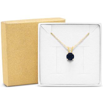 1 Carat Sapphire Solitaire Necklace In Yellow Gold With Free Chain