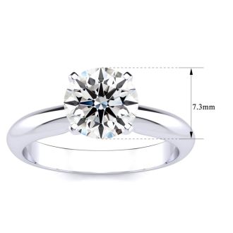 1 1/2 Carat Lab Grown Diamond Solitaire Ring In Sterling Silver
