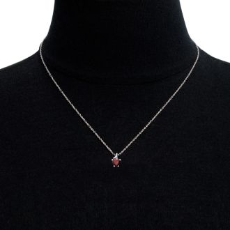Garnet Necklace: Garnet Jewelry: 1/2ct Garnet and Diamond Heart Necklace in 10k White Gold