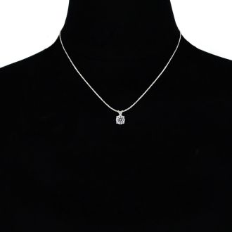 Nearly 1 Carat Round Shape Lab Grown Diamond Solitaire Necklace In White Gold