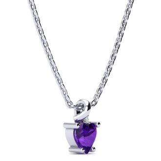 1/2ct Amethyst and Diamond Heart Necklace in 10k White Gold