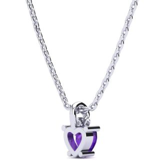 1/2ct Amethyst and Diamond Heart Necklace in 10k White Gold