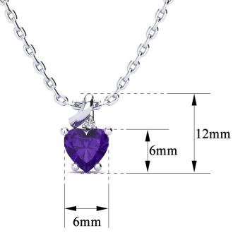 1/2ct Amethyst and Diamond Heart Necklace in 10k White Gold
