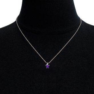 1/2ct Amethyst and Diamond Heart Necklace in 10k White Gold