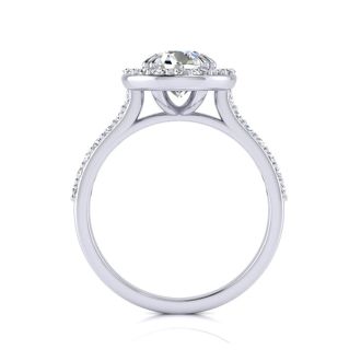 2 Carat Halo Lab Grown Diamond Engagement Ring In Sterling Silver