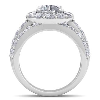 4 Carat Halo Lab Grown Diamond Bridal Set In Sterling Silver