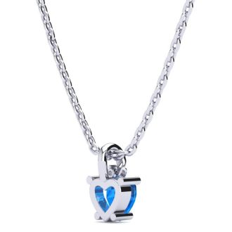 1/2ct Blue Topaz and Diamond Heart Necklace in 10k White Gold