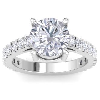 4 Carat Lab Grown Diamond Engagement Ring In Sterling Silver