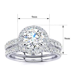 2 Carat Halo Lab Grown Diamond Bridal Set In Sterling Silver