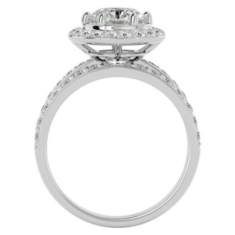 2 1/2 Carat Halo Lab Grown Diamond Bridal Set In Sterling Silver