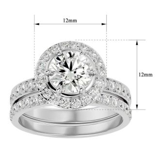 2 1/2 Carat Halo Lab Grown Diamond Bridal Set In Sterling Silver